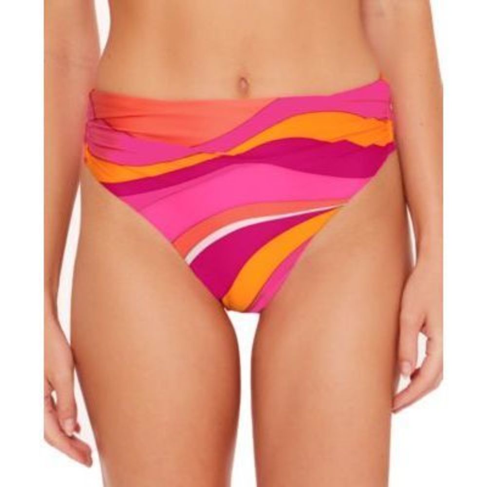 NWT Trina Turk VIVID VISTA SHIRRED HIGH WAIST BIKINI BOTTOM Pink  8